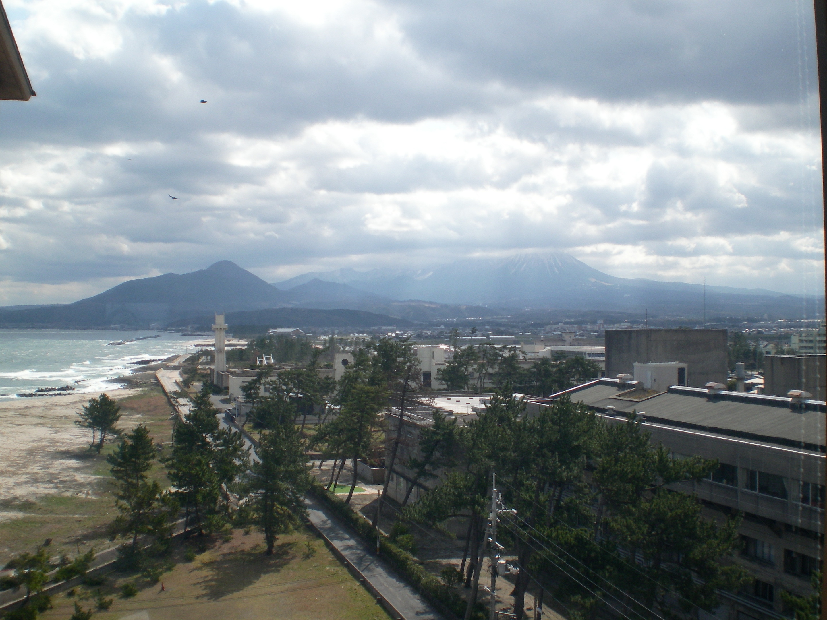 旅館から望む大山