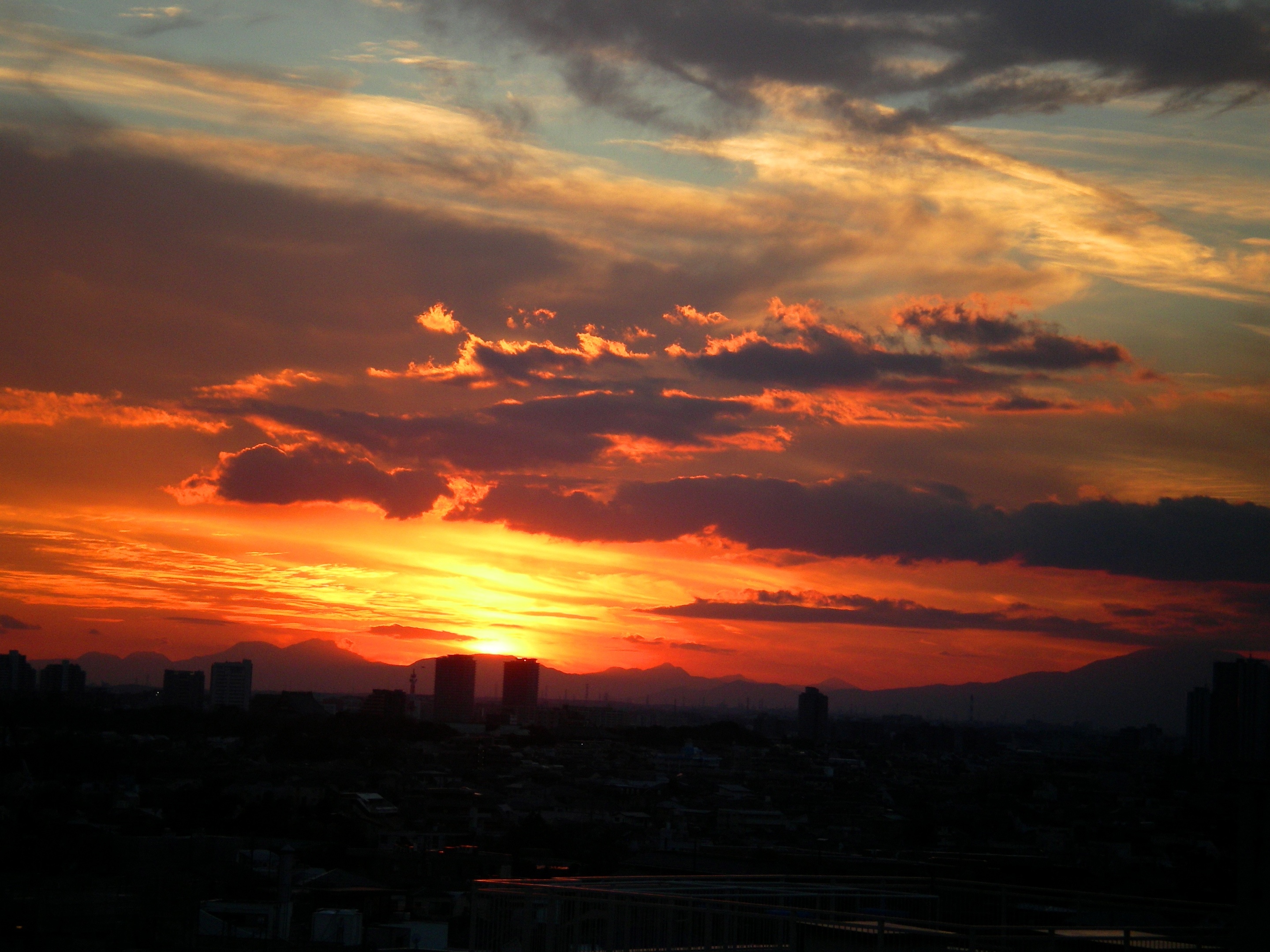 冬至の夕日